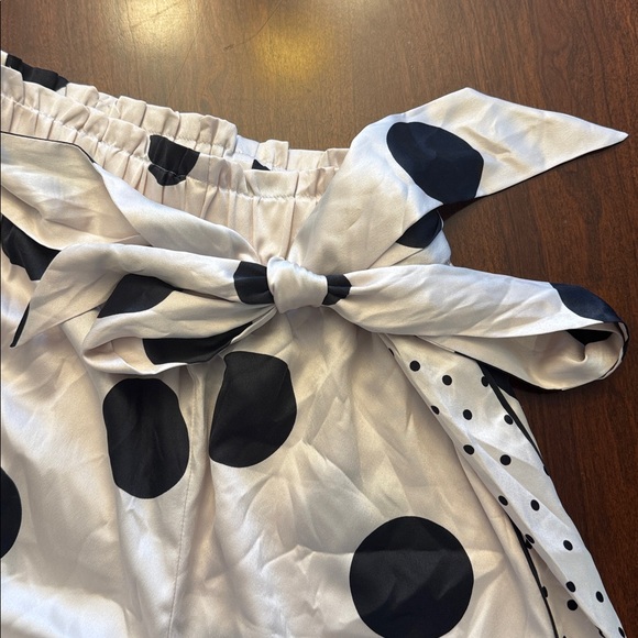 Victoria's Secret Black Polka Dot Silky Tie Waist Wide-Leg PJ Pants - Picture 5 of 8